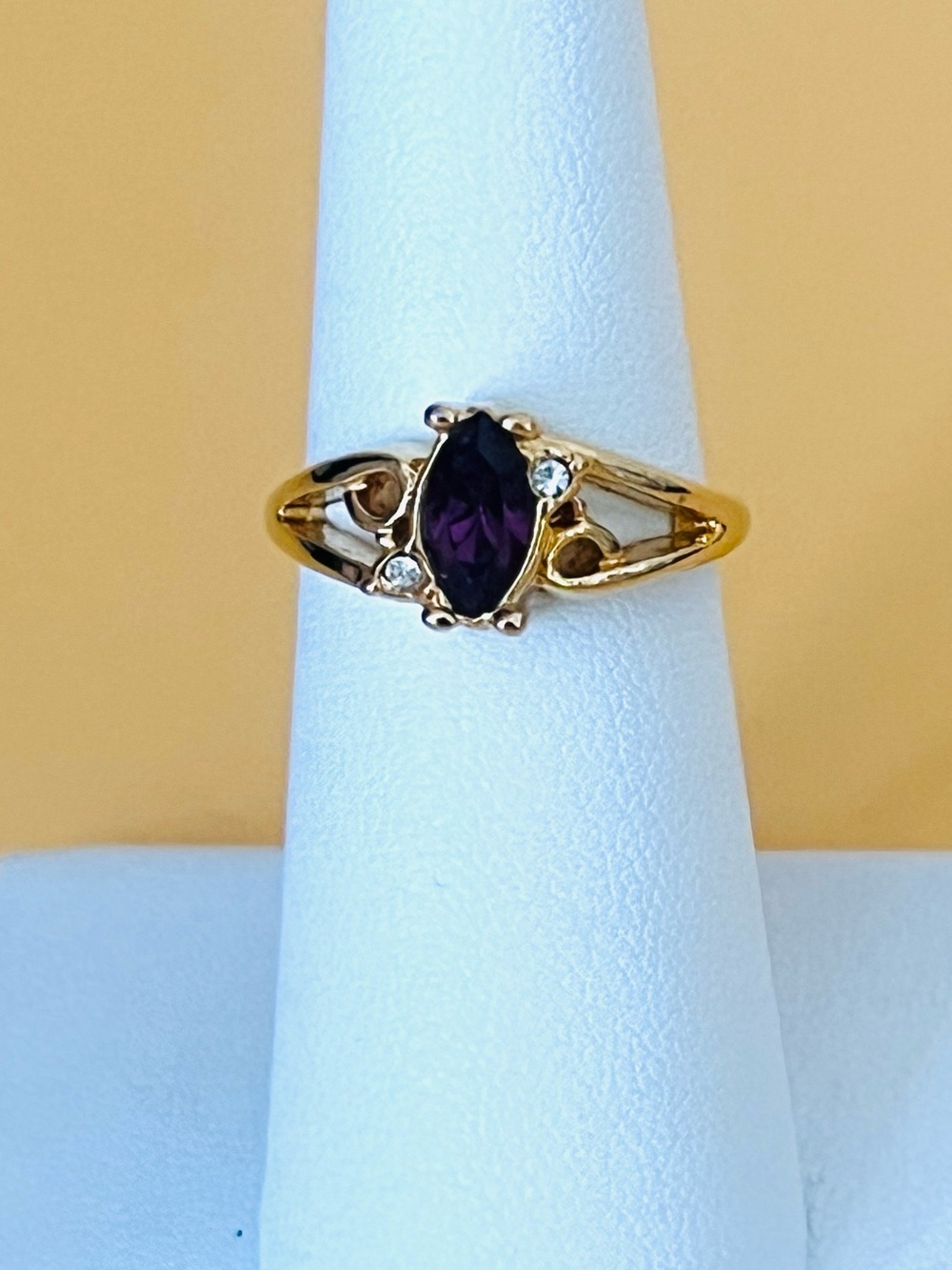 Gold plated ring size 6, amethyst CZ